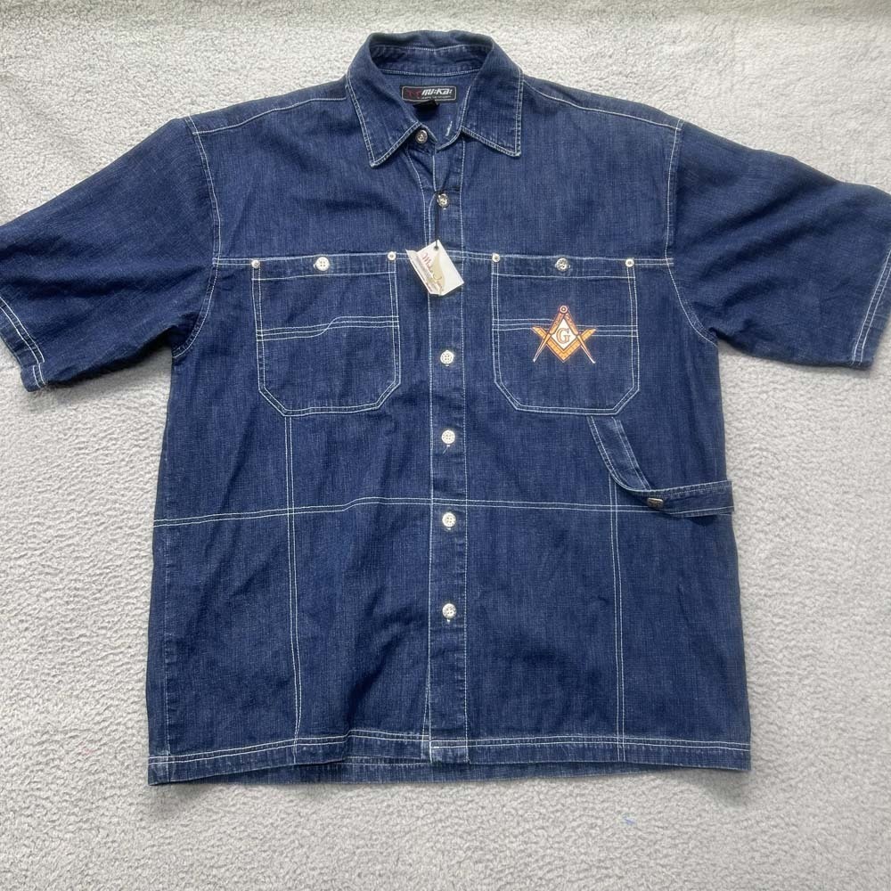Masonic Freemason Shirt Rare Muka Jeans Denim Shirt Mens 2XL NWT Dead stock